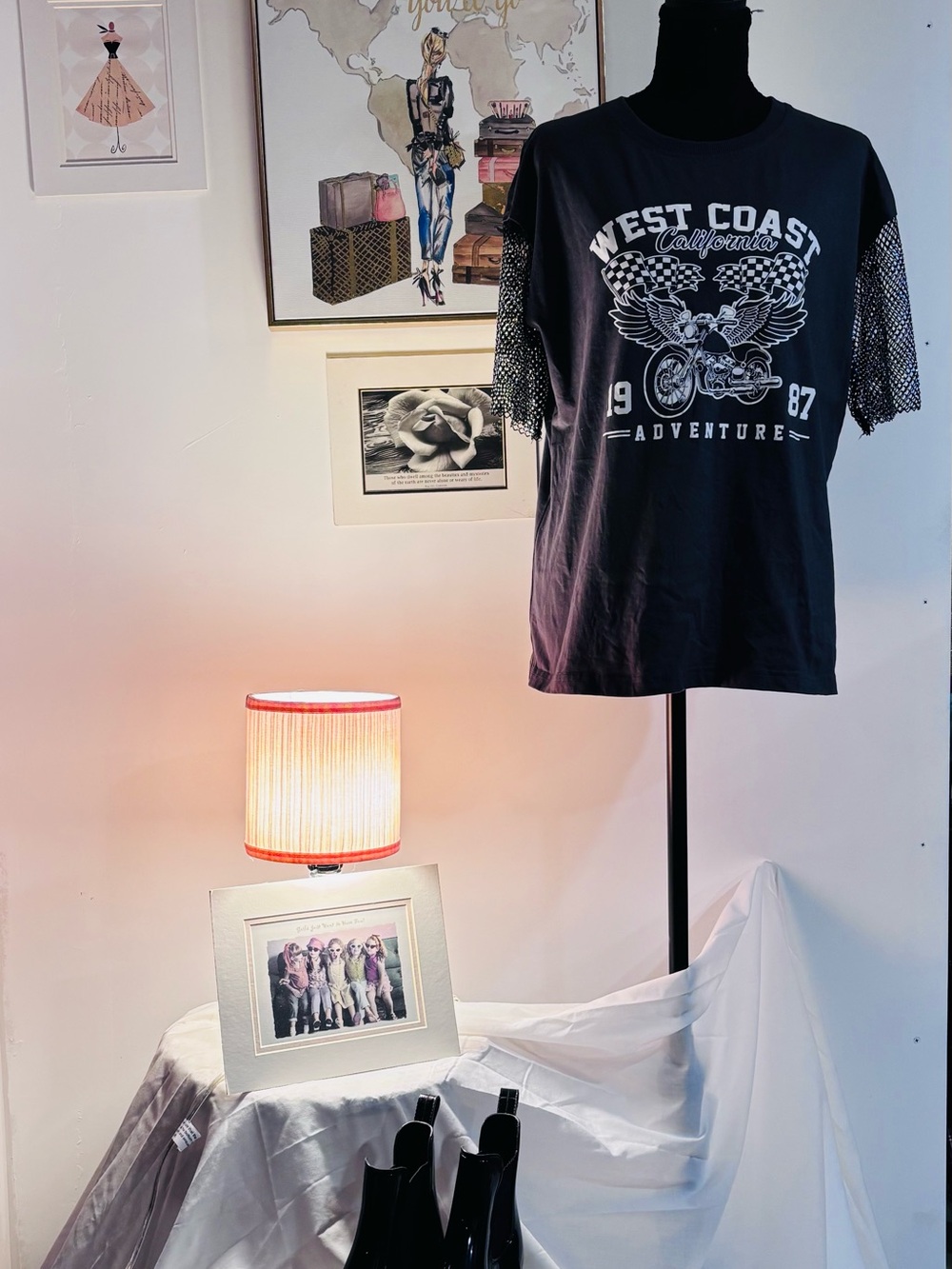 West Coast California 'Adventure' Graphic Tee - Black with White Print